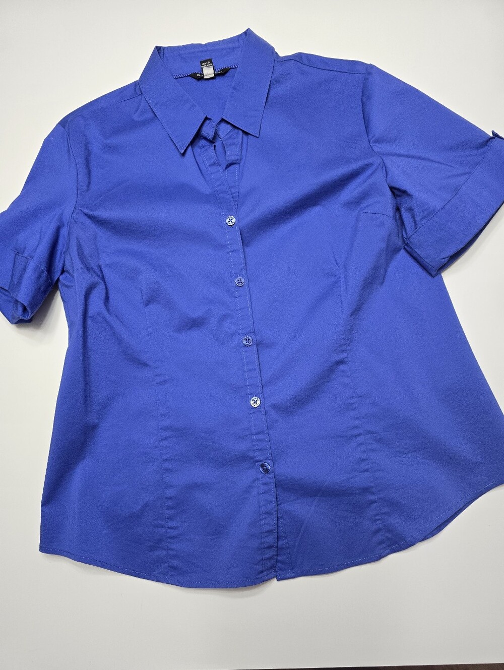 George Collared Short-Sleeve Button-Up Shirt - Royal Blue Size 12-14